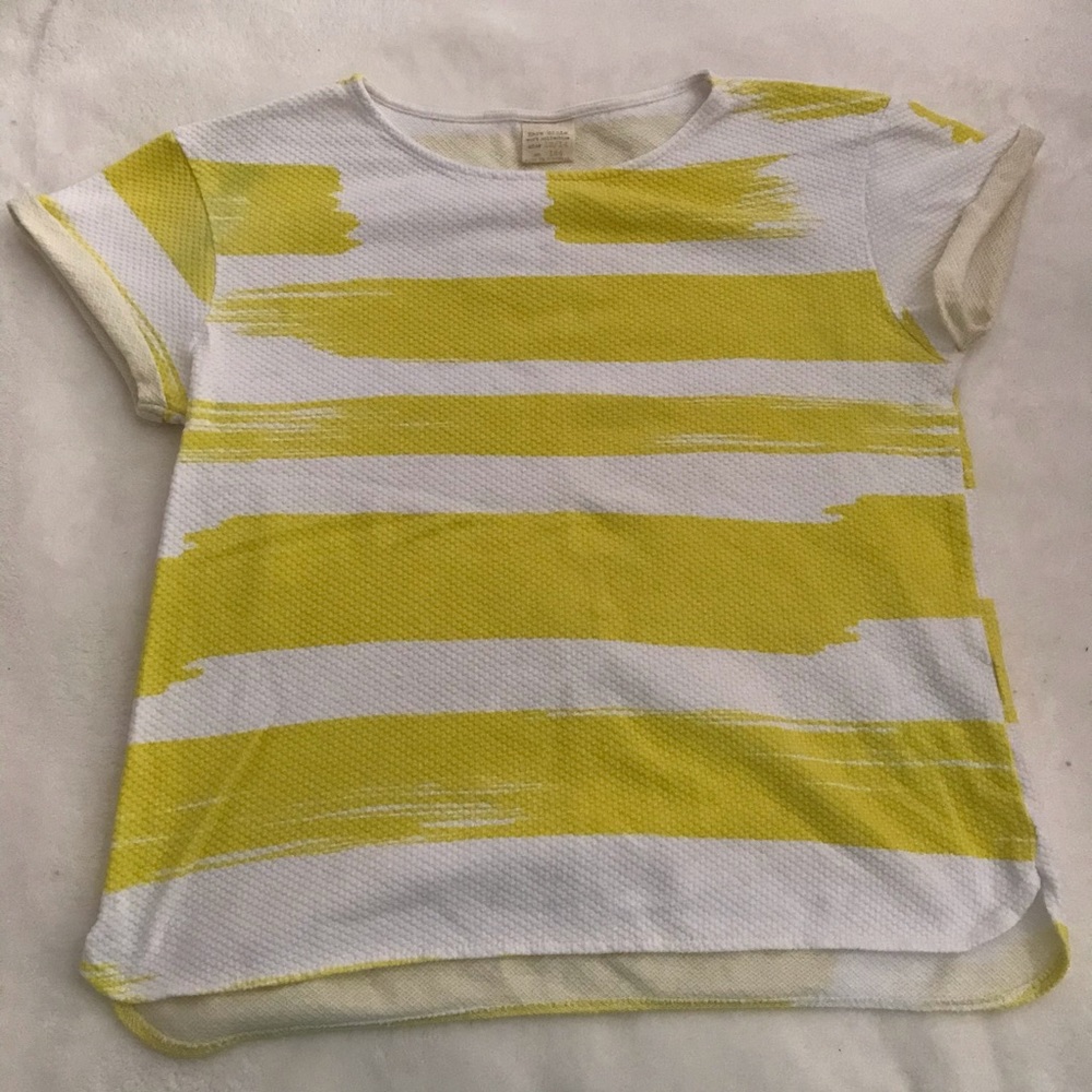 Zara Short Sleeve Top in White and Yellow